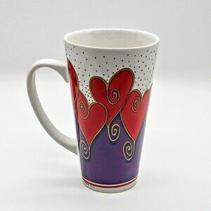 Vintage 1998 J.I.I. Red Hearts Tall Ceramic Mug